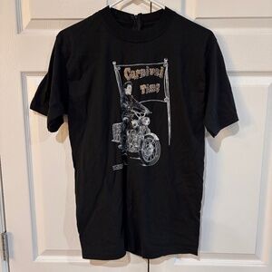 Vintage Elvis Presley Carnival Time Motorcycle Retro Black Graphic Tee Size M